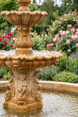 Tuinposter van Fontein met drie etages