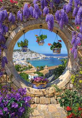 Tuinposter Doorkijk naar haven