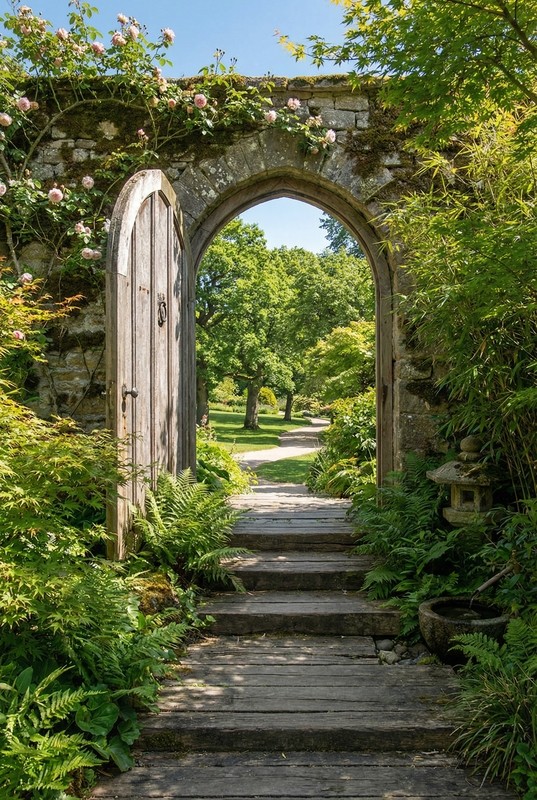 Tuinposter 'Trapje naar park'