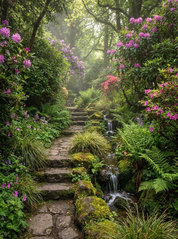 Tuinposter 'Watertrapje in groen'